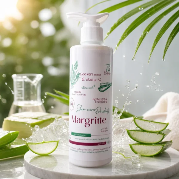 کرم مرطوب کننده آلوئه ورا و ویتامین C مارگریت 250 میلی لیتر پمپی Margritte Aloe Vera and Vitamin C Moisturizing 250 ml