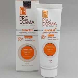 کرم ضد آفتاب و روشن کننده لک های پوست SPF50 رنگ بژ طبیعی پرودرما